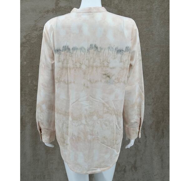 Soft Surroundings Top Women Large Tan Tunic Sheer Artsy Watercolor Boho Travel - Picture 5 of 10